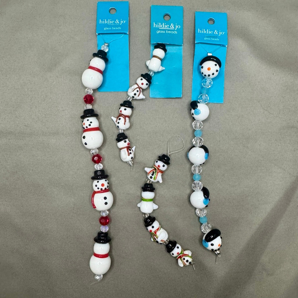Other - Hildie & Jo Christmas Beads Glass Snowman Holiday Craft Jewelry Making NEW